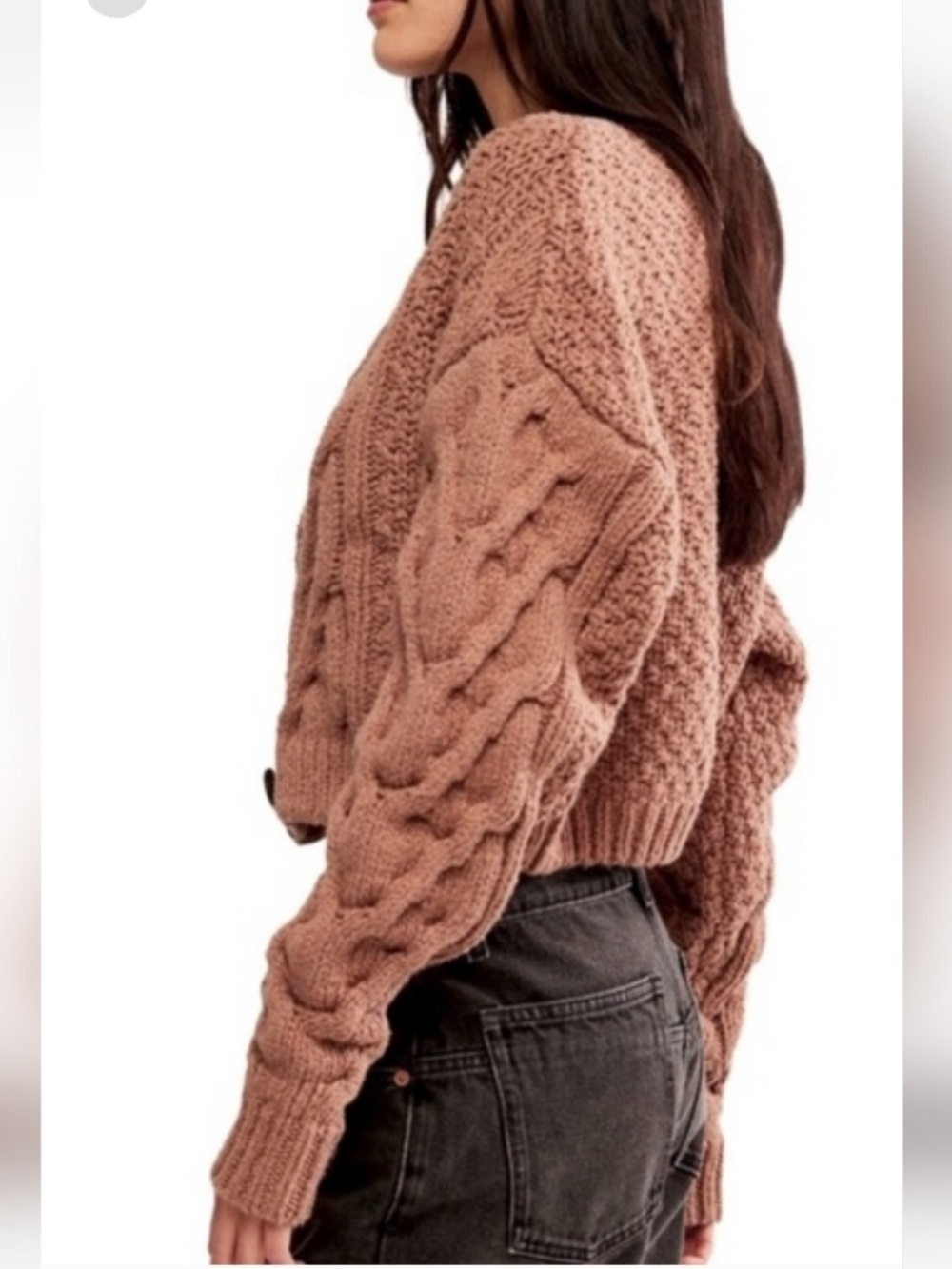 NWT! FP Free People Bonfire Cable Knit Cardi Sz XL - Picture 4 of 4